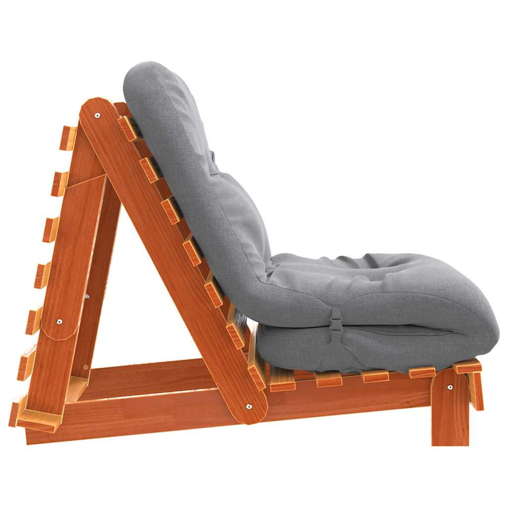 viaszbarna tömör fenyőfa futon kanapéágy matraccal 70x206x11 cm