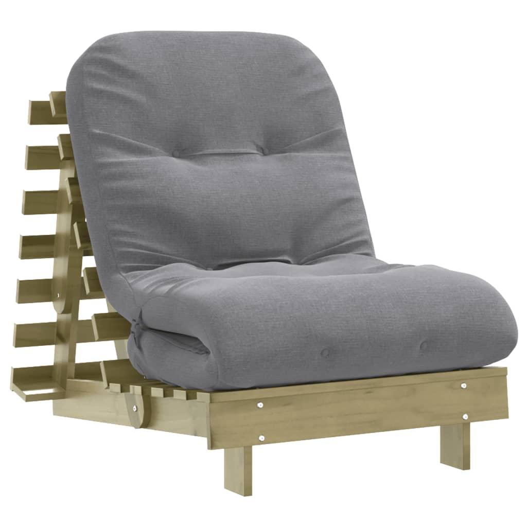tömör impregnált fenyőfa futon kanapéágy matraccal 70x206x11 cm