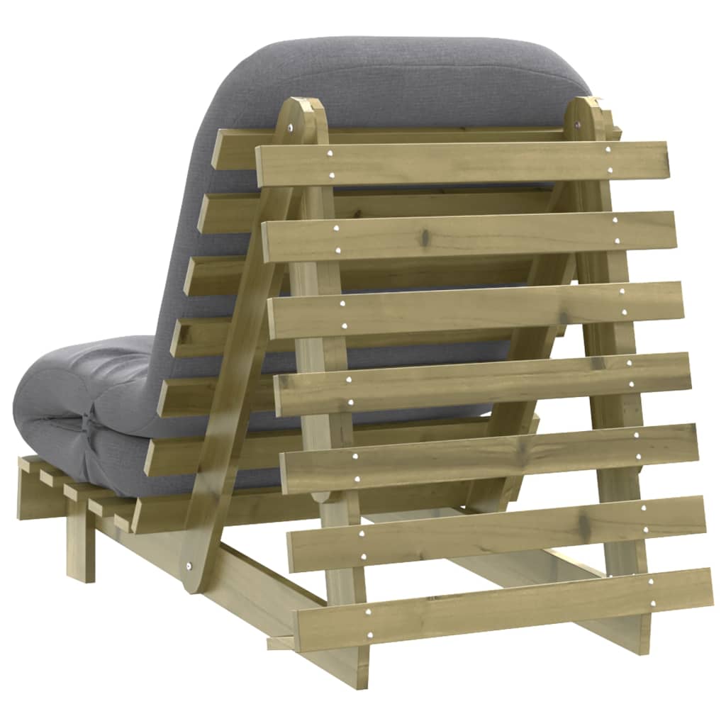 tömör impregnált fenyőfa futon kanapéágy matraccal 70x206x11 cm