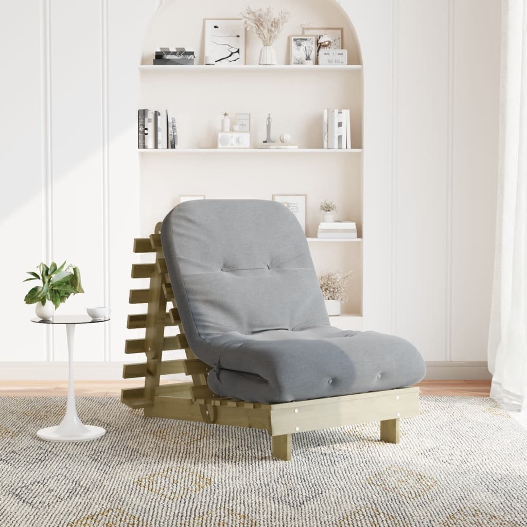 tömör impregnált fenyőfa futon kanapéágy matraccal 70x206x11 cm