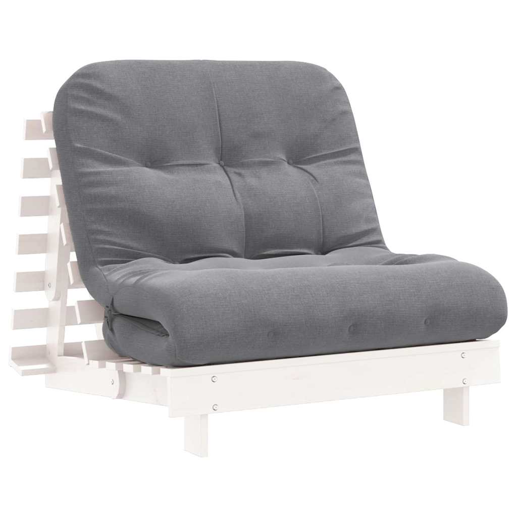 fehér tömör fenyőfa futon kanapéágy matraccal 80 x 206 x 11 cm