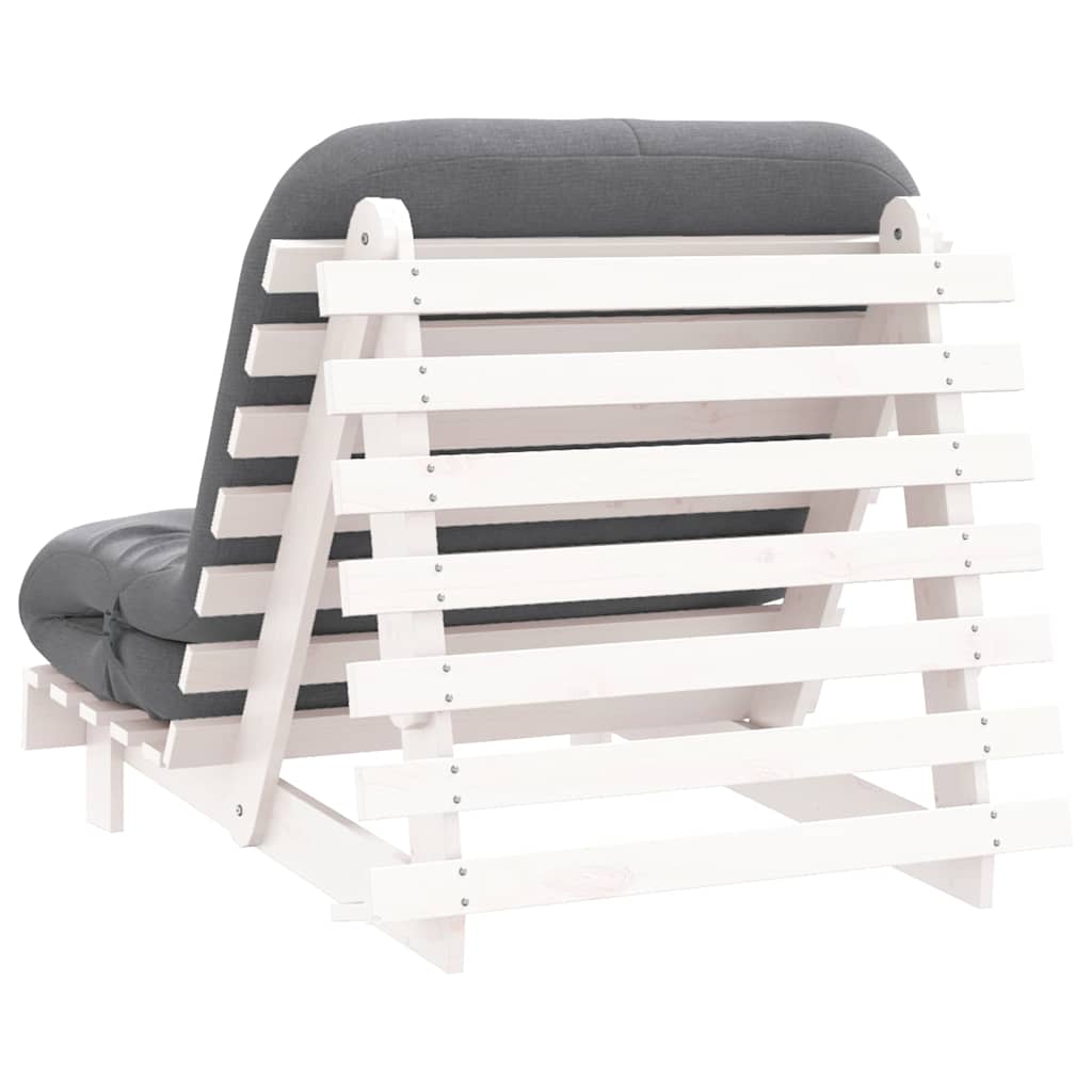 fehér tömör fenyőfa futon kanapéágy matraccal 80 x 206 x 11 cm