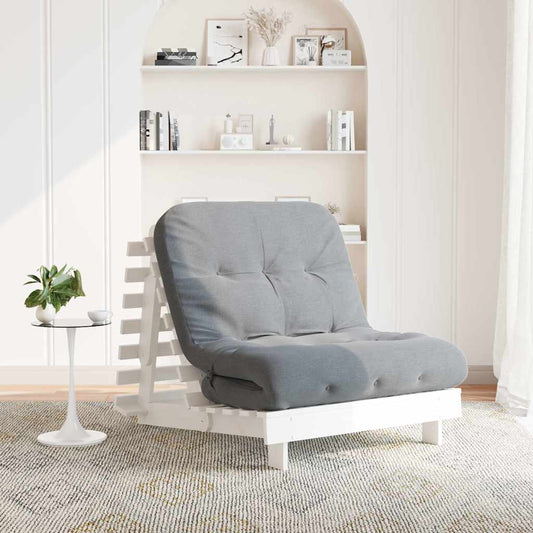 fehér tömör fenyőfa futon kanapéágy matraccal 80 x 206 x 11 cm