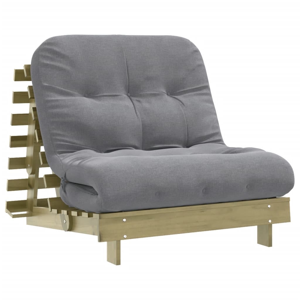 tömör impregnált fenyőfa futon kanapéágy matraccal 80x206x11 cm