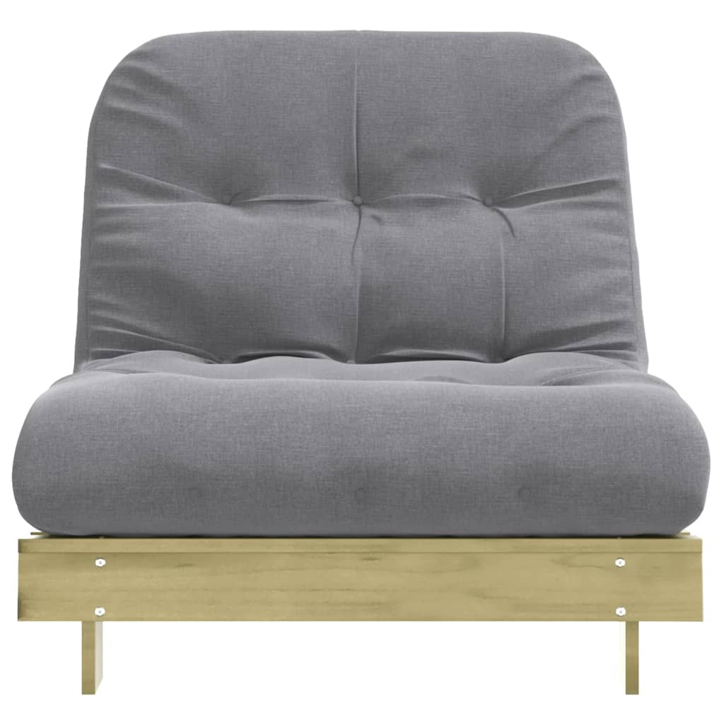 tömör impregnált fenyőfa futon kanapéágy matraccal 80x206x11 cm