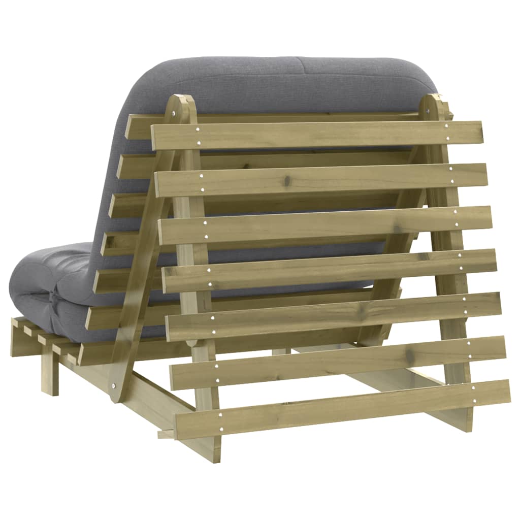 tömör impregnált fenyőfa futon kanapéágy matraccal 80x206x11 cm