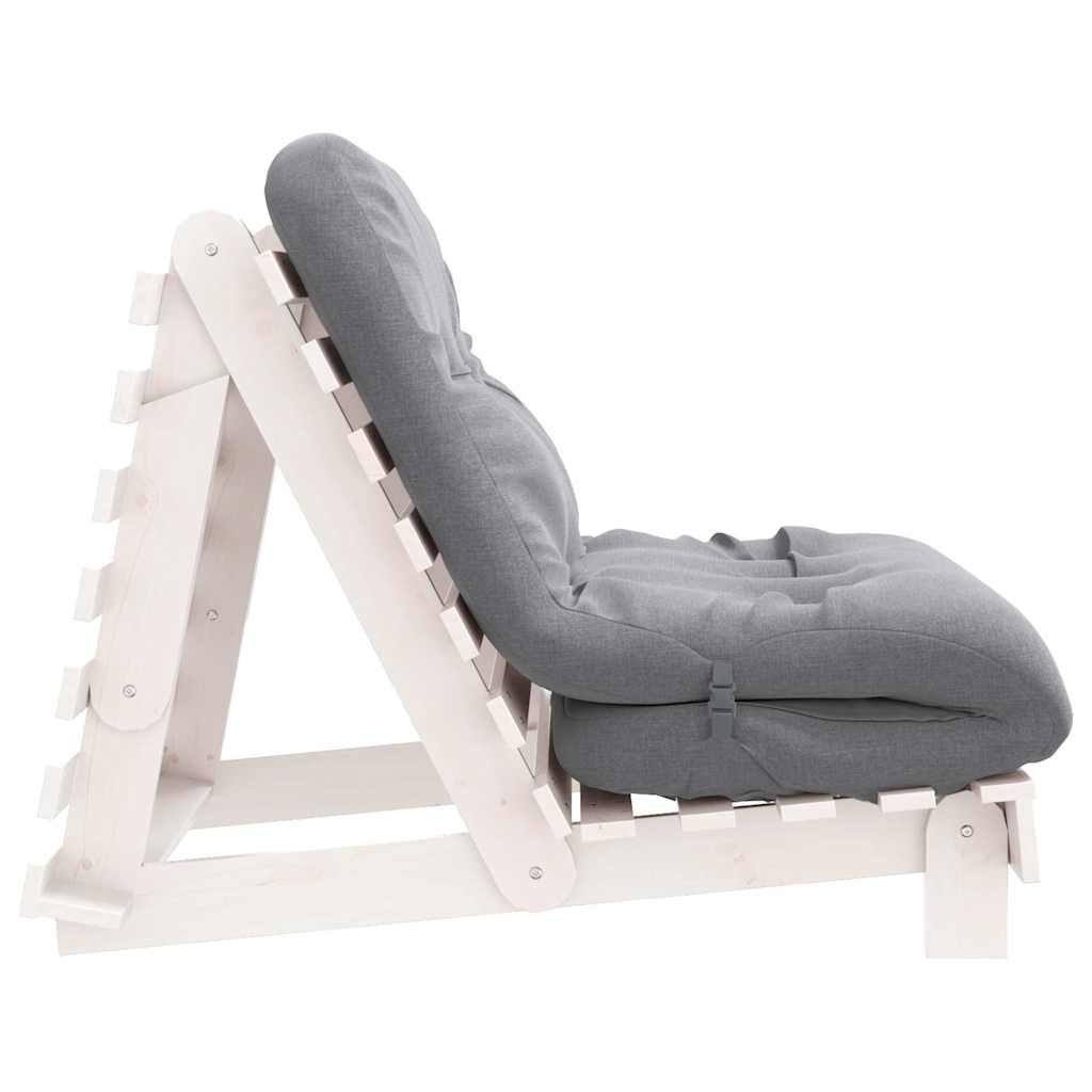 fehér tömör fenyőfa futon kanapéágy matraccal 90 x 206 x 11 cm