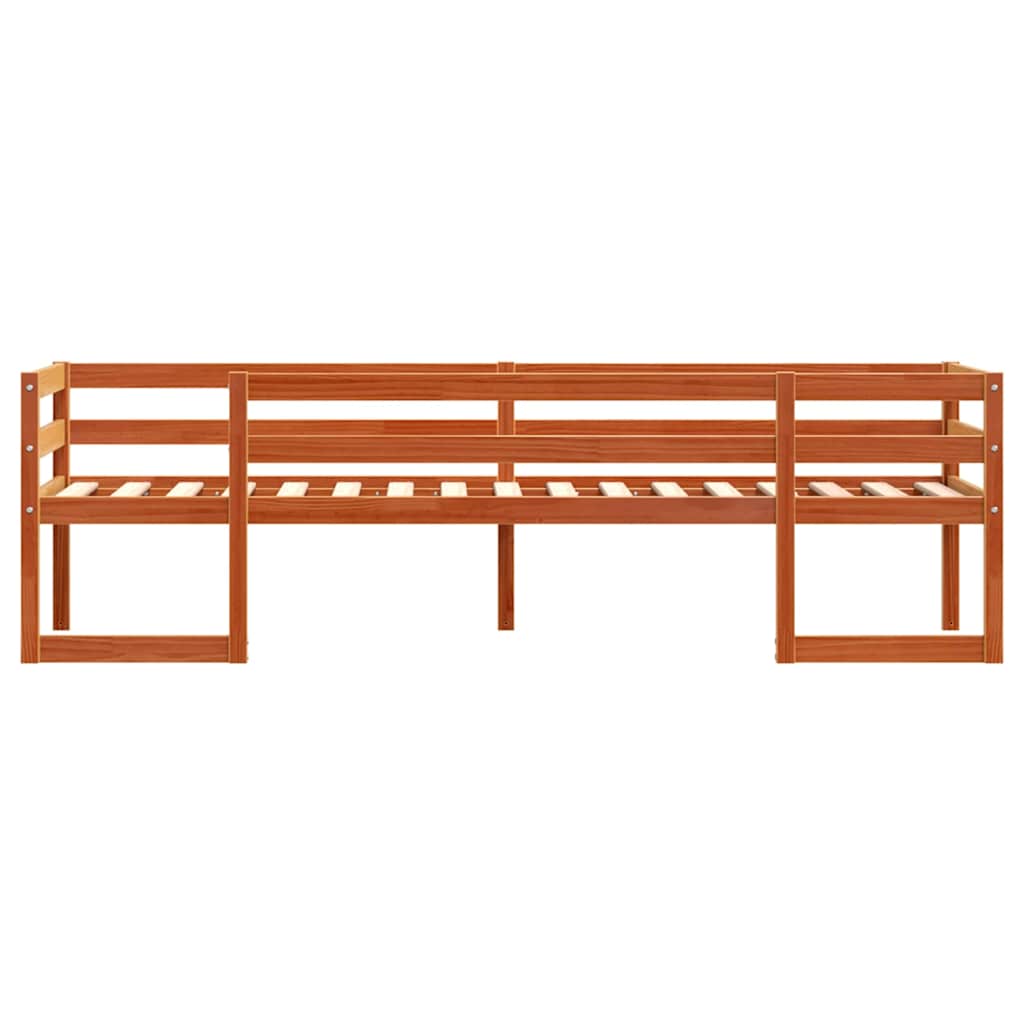 viaszbarna tömör fenyőfa gyerekágykeret 80 x 200 cm