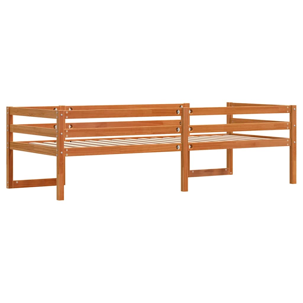 viaszbarna tömör fenyőfa gyerekágykeret 80 x 200 cm