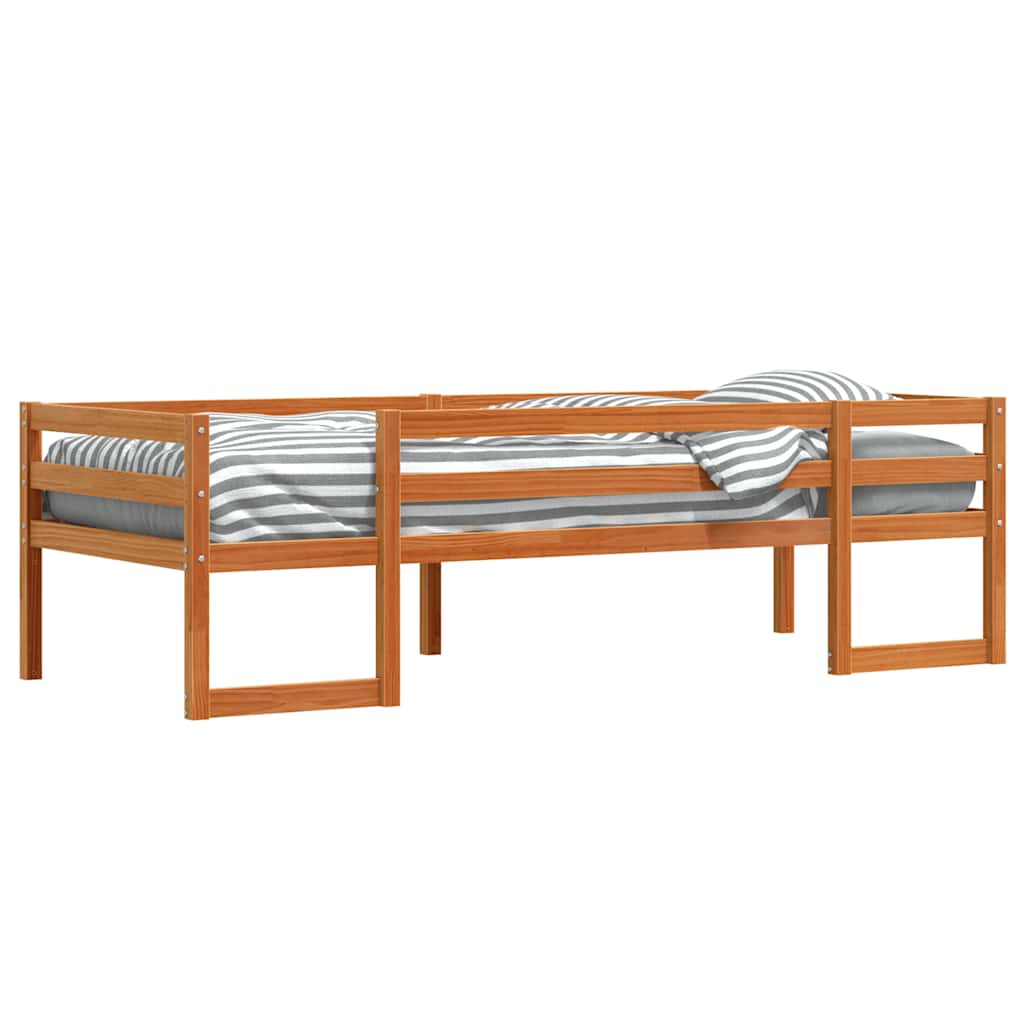 viaszbarna tömör fenyőfa gyerekágykeret 90 x 200 cm