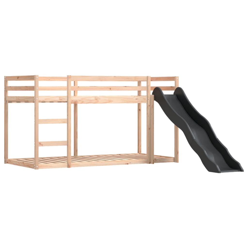 kék emeletes ágy csúszdával és függönnyel 80 x 200 cm