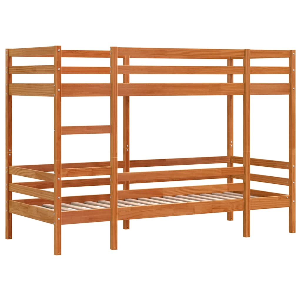 viaszbarna tömör fenyőfa emeletes ágy 80 x 200 cm