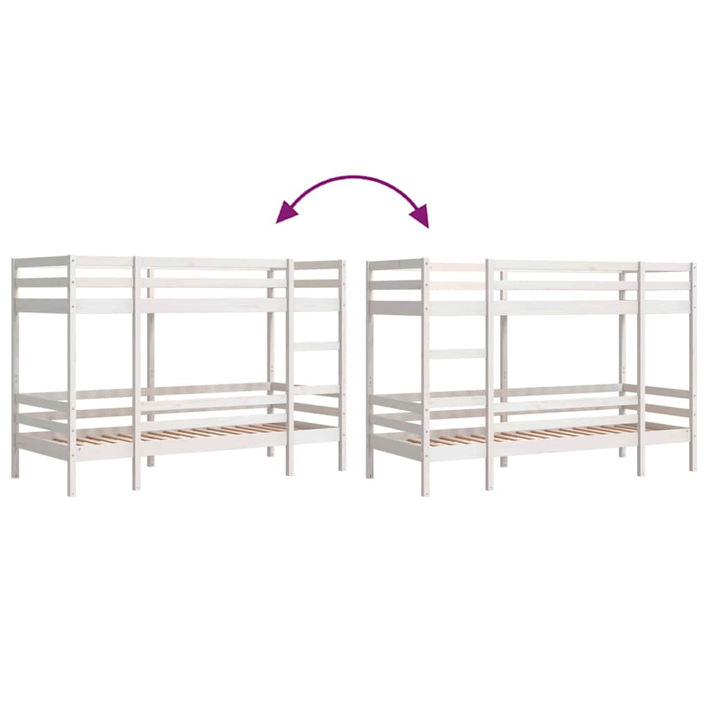 fehér tömör fenyőfa emeletes ágy 90 x 200 cm