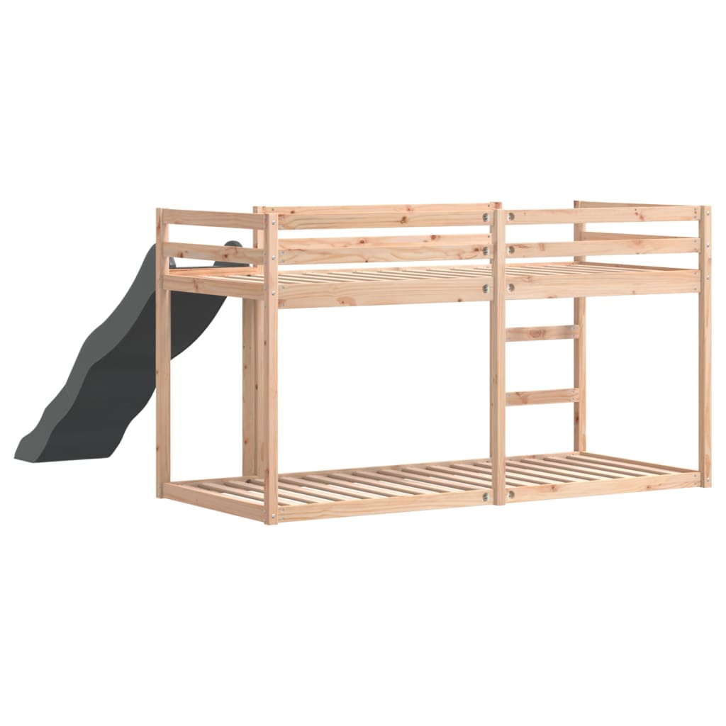 tömör fenyőfa emeletes ágy csúszdával és létrával 80 x 200 cm