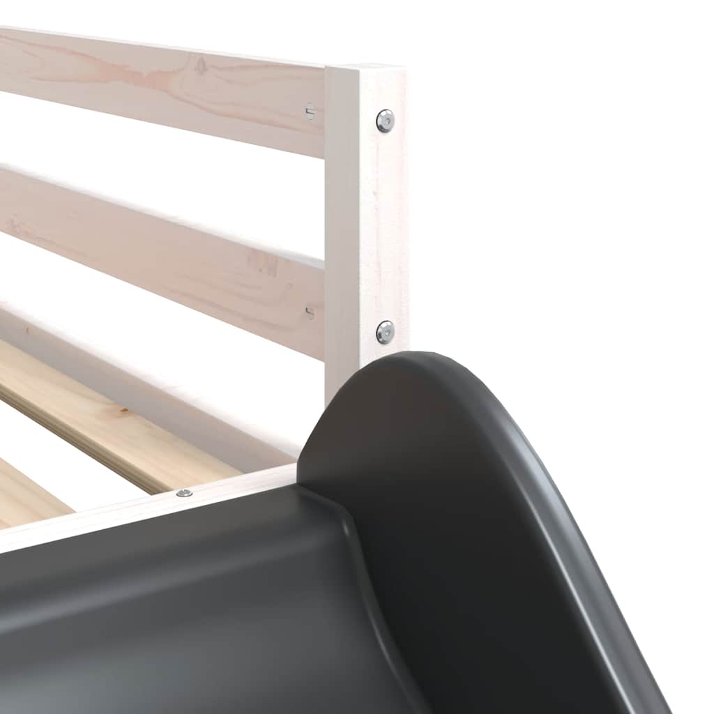 fehér tömör fenyő emeletes ágy csúszdával és létrával 90x200 cm