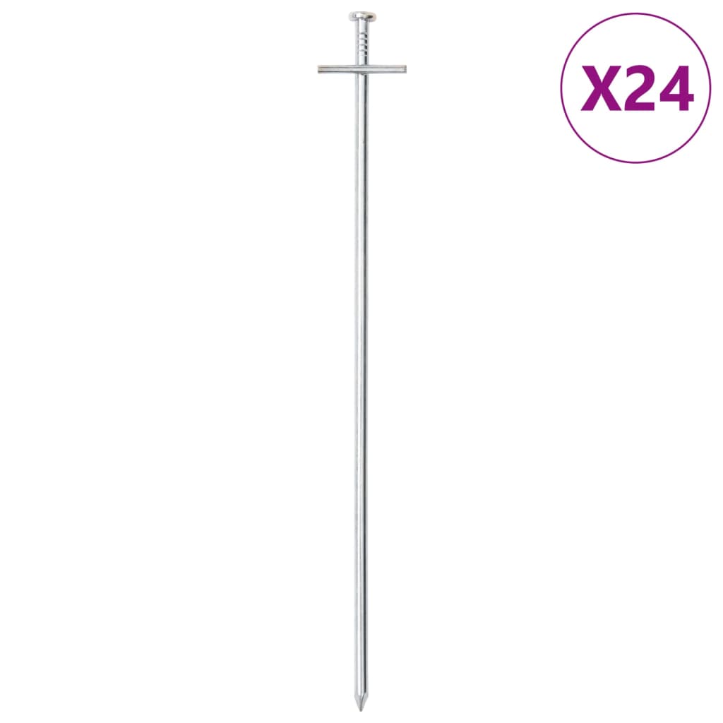 24 db horganyzott acél sátorcövek 29,5 cm Ø6 mm