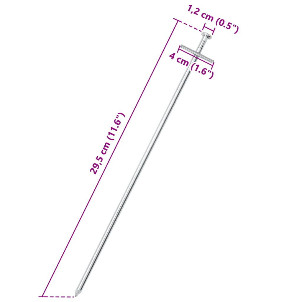 24 db horganyzott acél sátorcövek 29,5 cm Ø6 mm