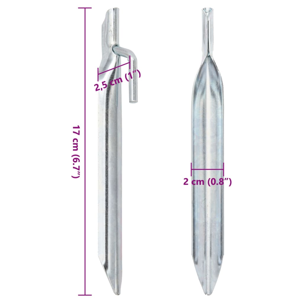 24 db V-alakú horganyzott acél sátorszeg 17 cm Ø20 mm