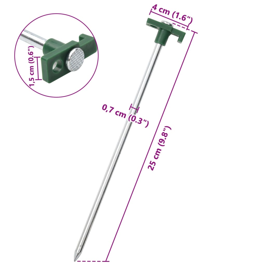 24 db horganyzott acél és PP sátorszeg 25 cm 7 mm