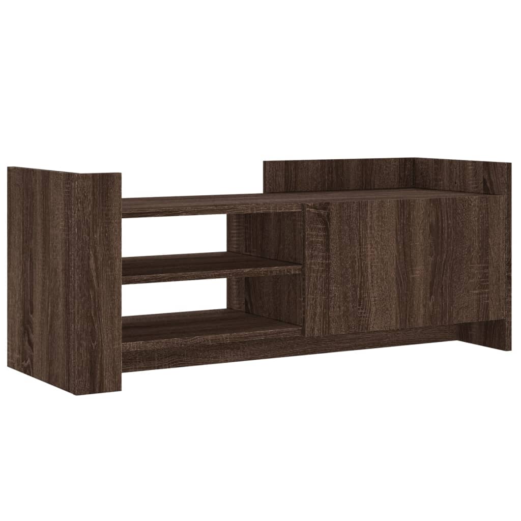 barna tölgyszínű szerelt fa TV-szekrény 100 x 35 x 40 cm