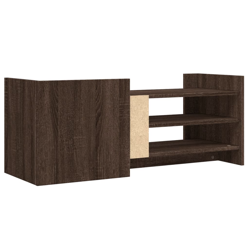 barna tölgyszínű szerelt fa TV-szekrény 100 x 35 x 40 cm