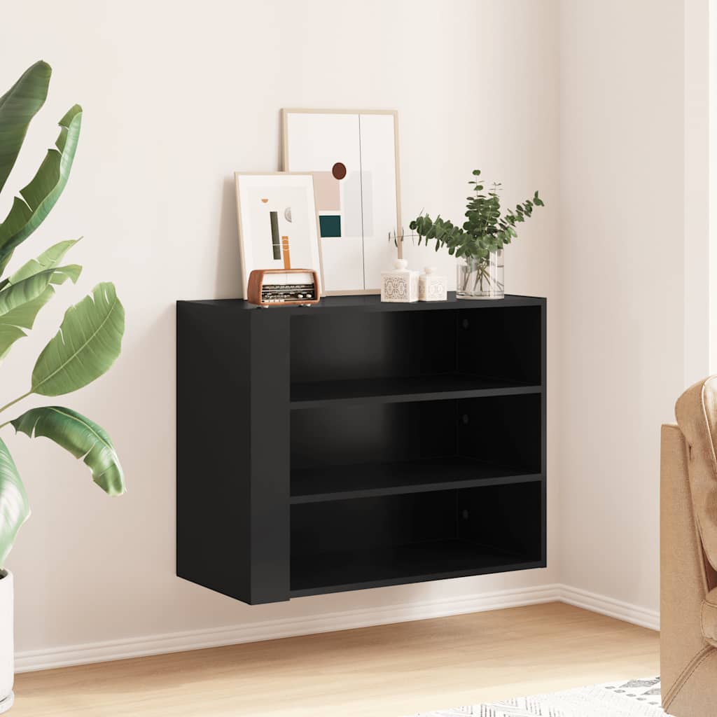 fekete szerelt fa faliszekrény 75 x 35 x 60 cm