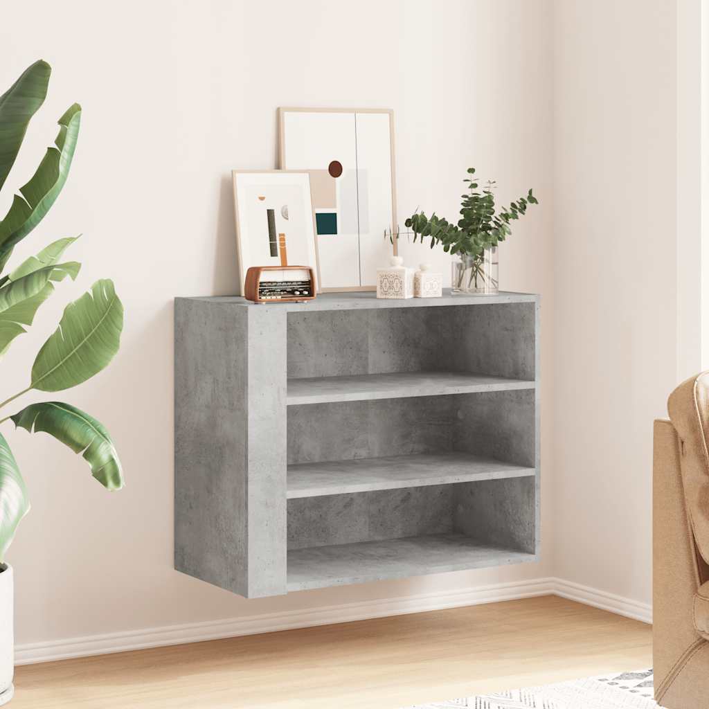 betonszürke szerelt fa faliszekrény 75 x 35 x 60 cm