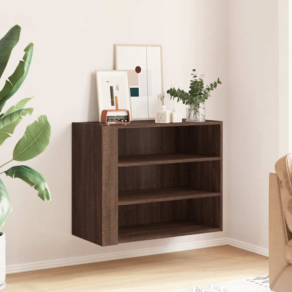 barna tölgy színű szerelt fa fali szekrény 75 x 35 x 60 cm