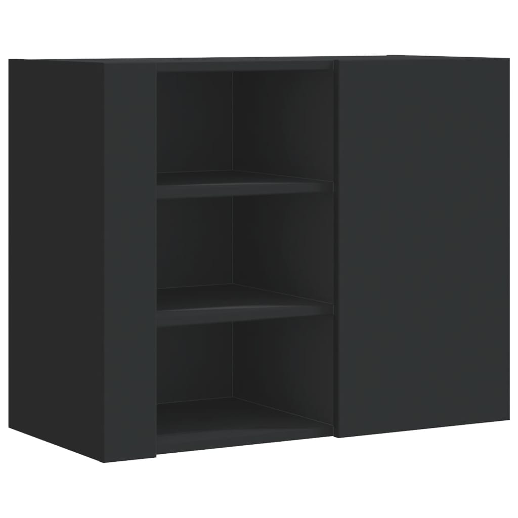 fekete szerelt fa faliszekrény 75 x 35 x 60 cm