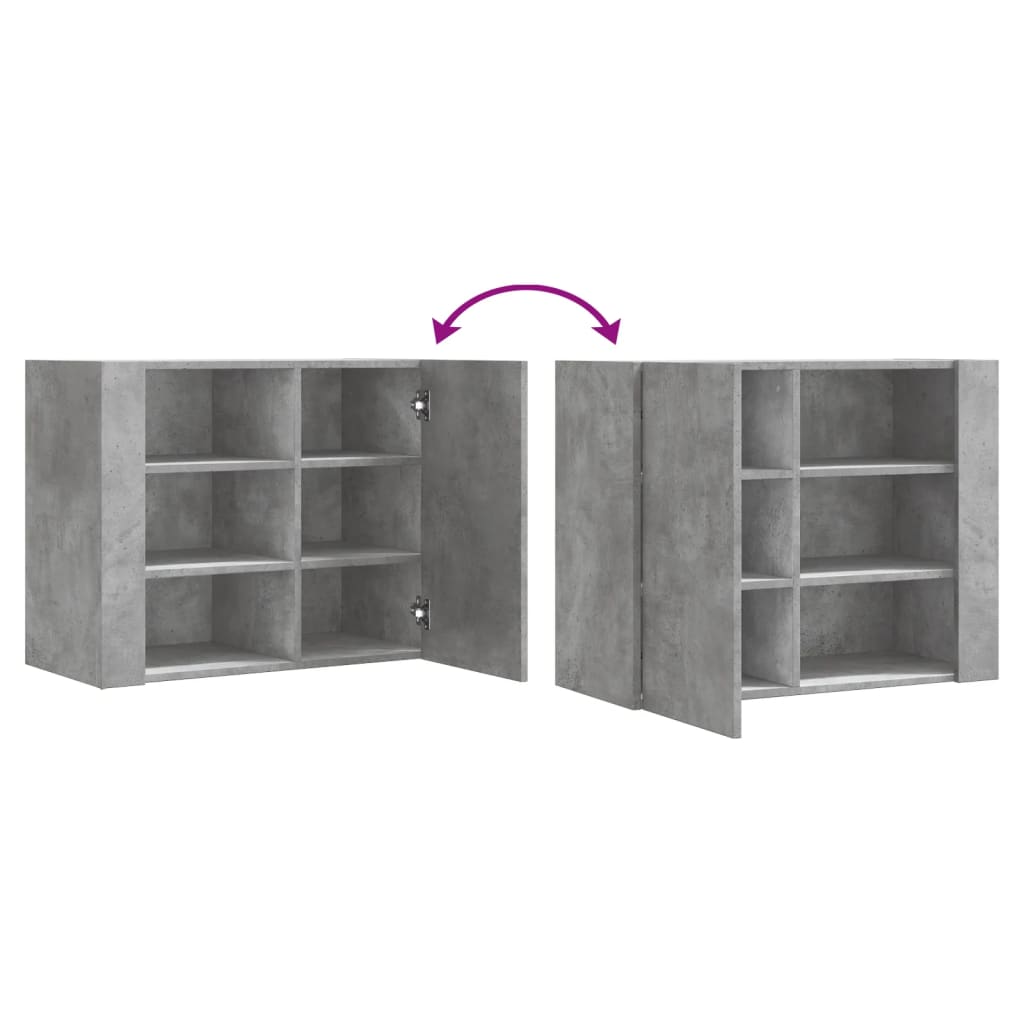 betonszürke szerelt fa faliszekrény 75 x 35 x 60 cm