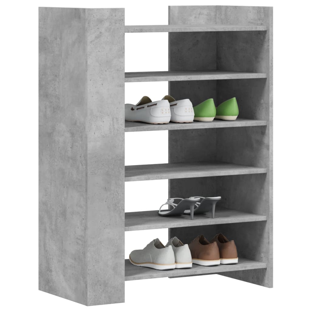 betonszürke szerelt fa cipősszekrény 74,5 x 37,5 x 100 cm