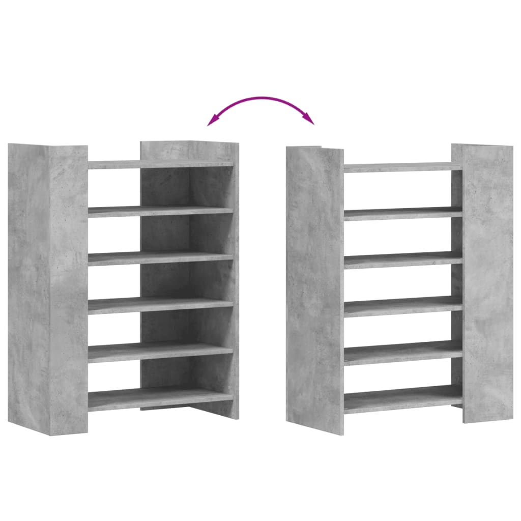 betonszürke szerelt fa cipősszekrény 74,5 x 37,5 x 100 cm