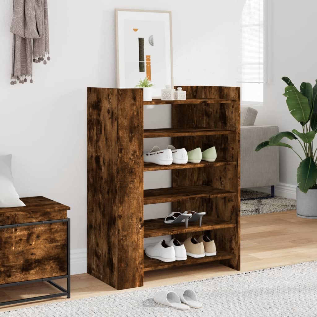 füstös tölgy színű szerelt fa cipőszekrény 74,5 x 37,5 x 100 cm