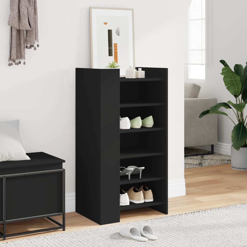 fekete szerelt fa cipőszekrény 52 x 37,5 x 100 cm