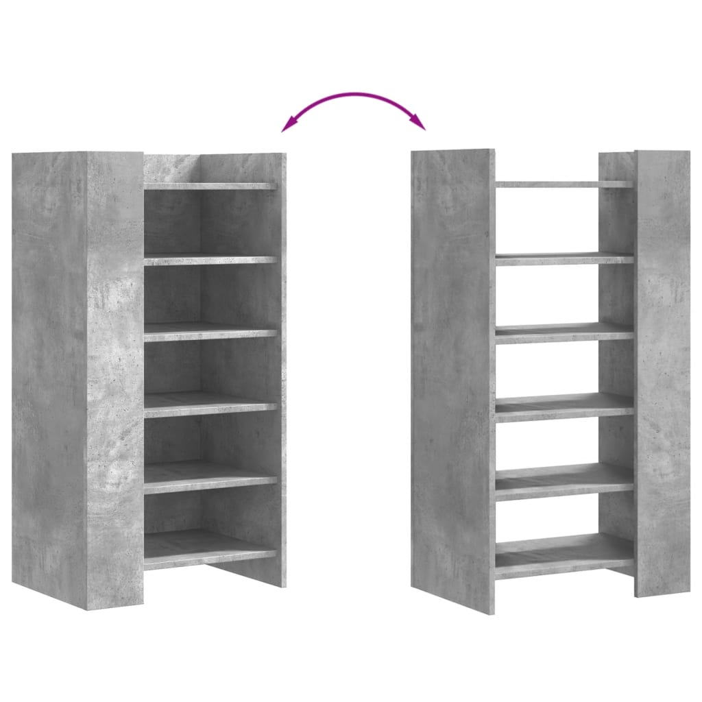 betonszürke szerelt fa cipősszekrény 52 x 37,5 x 100 cm