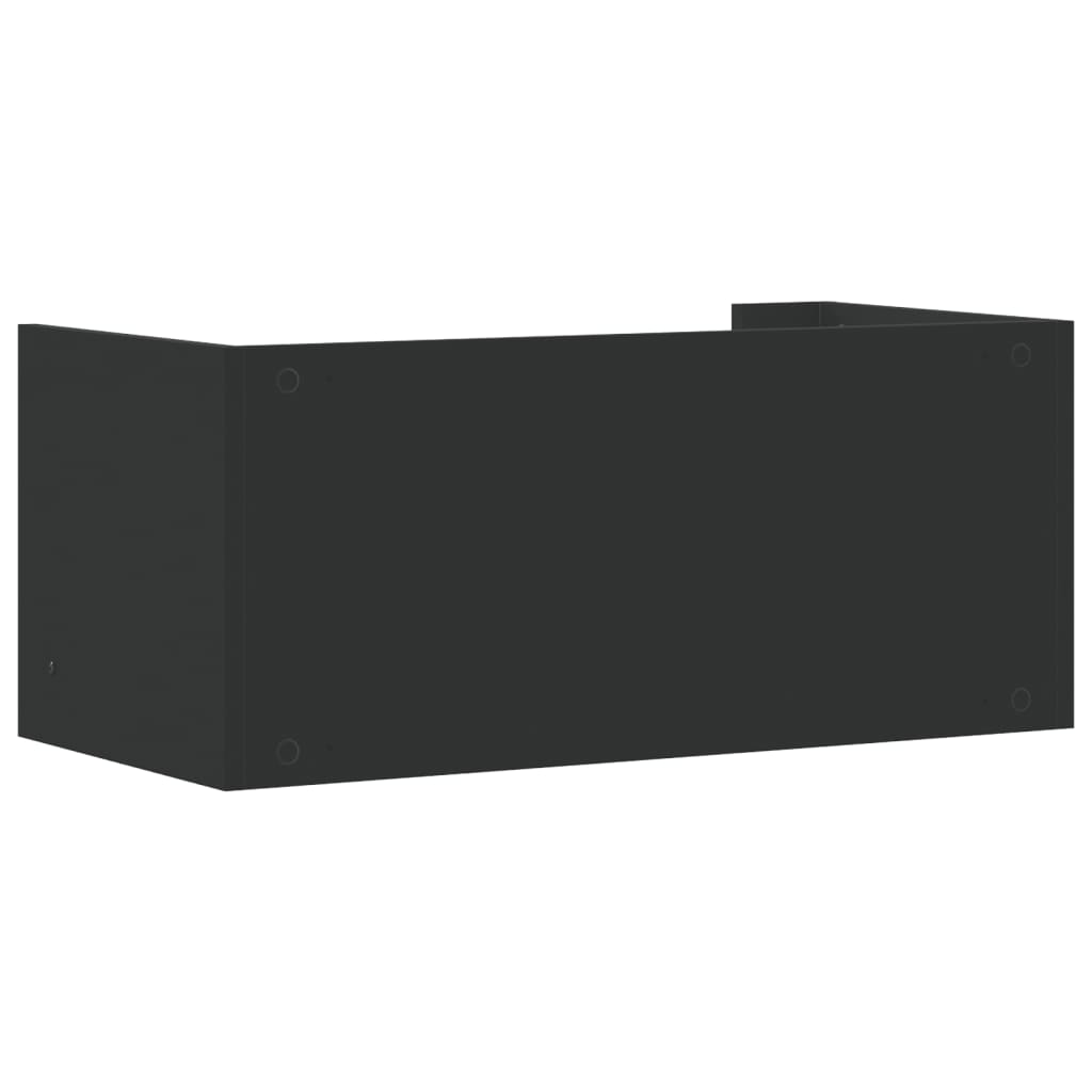 fekete szerelt fa fali polc 70,5 x 35 x 30,5 cm