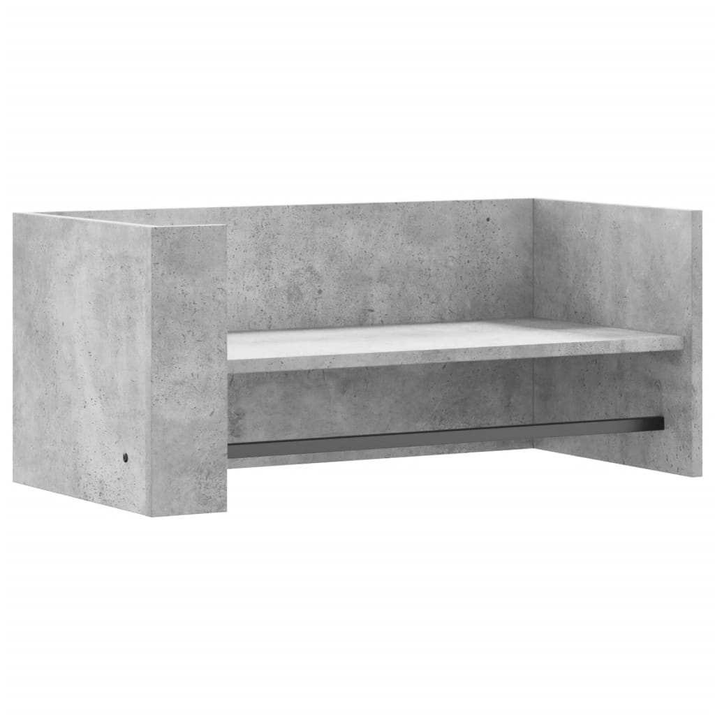 betonszürke szerelt fa fali polc 70,5 x 35 x 30,5 cm