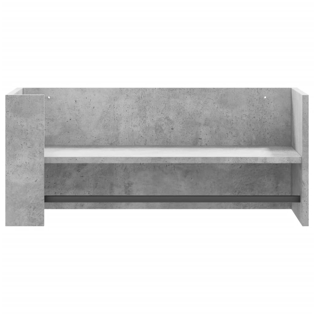 betonszürke szerelt fa fali polc 70,5 x 35 x 30,5 cm