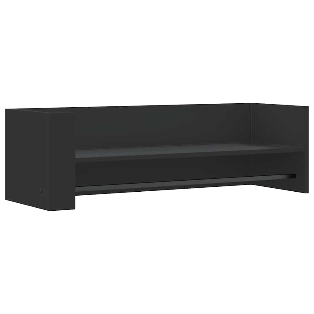 fekete szerelt fa fali polc 100x35x30,5 cm