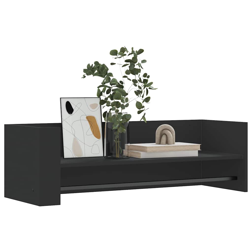 fekete szerelt fa fali polc 100x35x30,5 cm