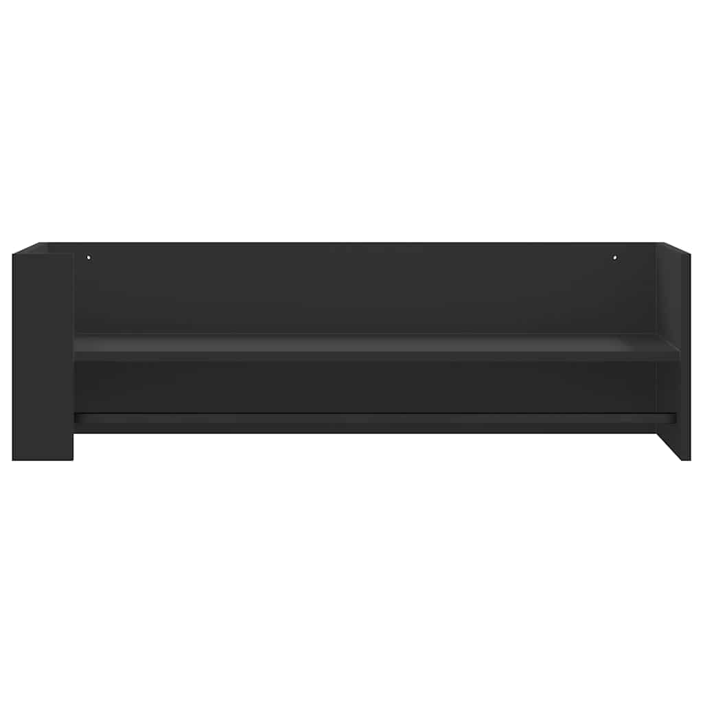 fekete szerelt fa fali polc 100x35x30,5 cm