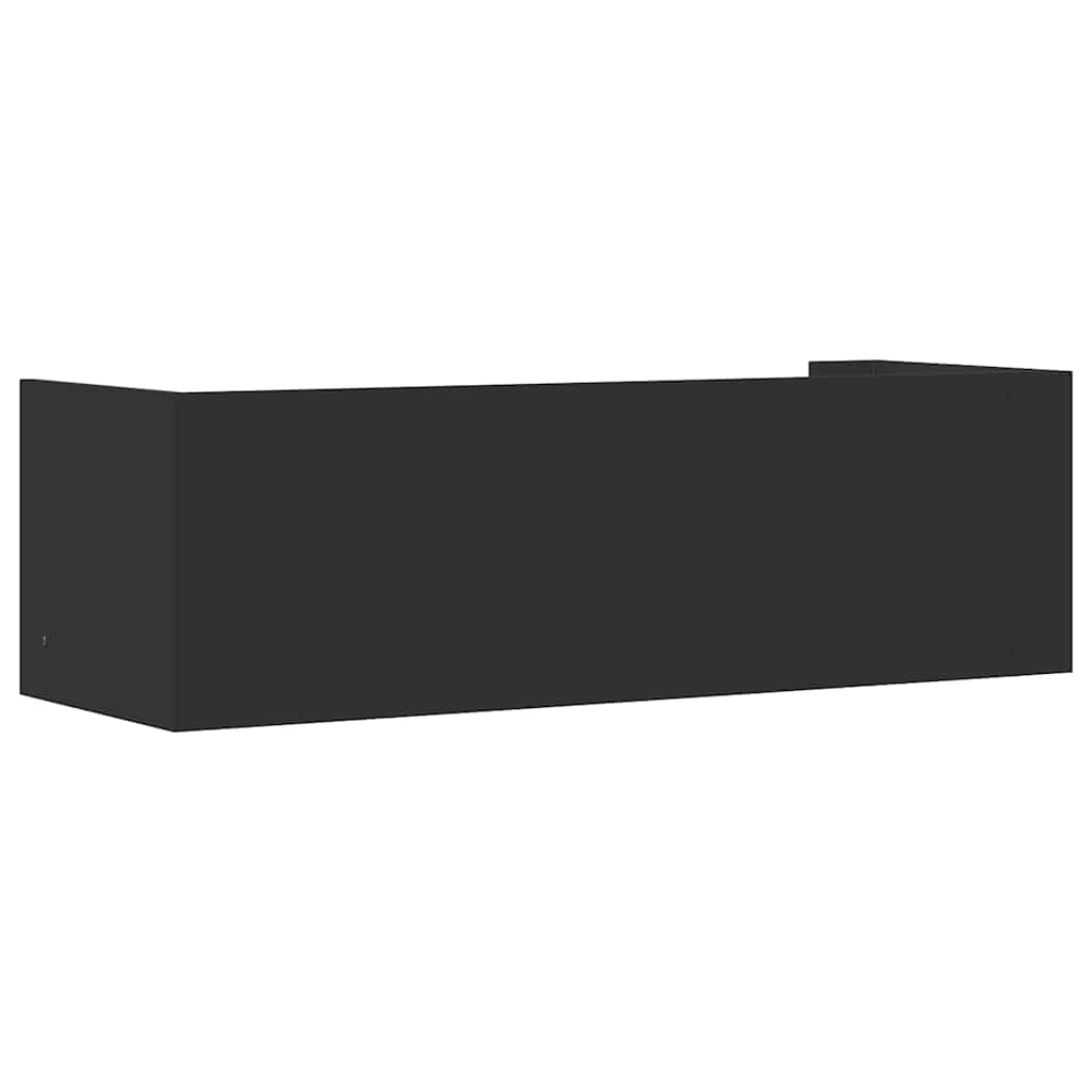 fekete szerelt fa fali polc 100x35x30,5 cm