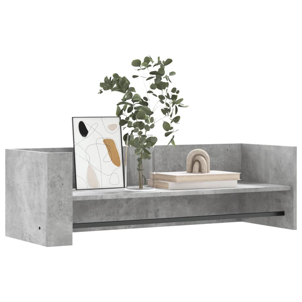 betonszürke szerelt fa fali polc 100 x 35 x 30,5 cm