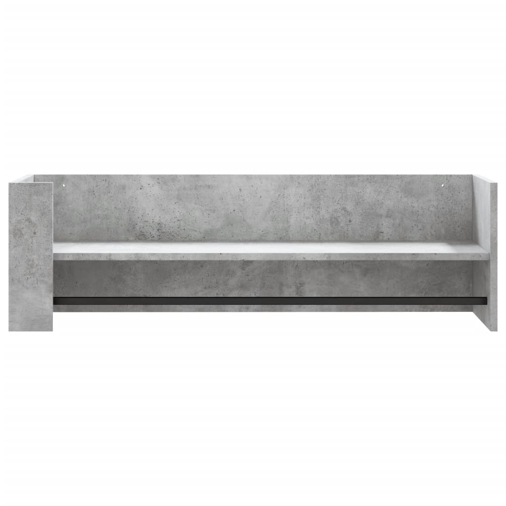 betonszürke szerelt fa fali polc 100 x 35 x 30,5 cm