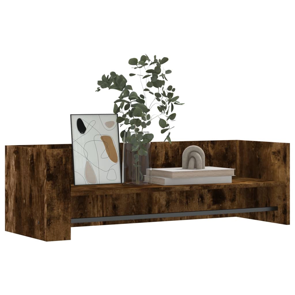 füstölt tölgy színű szerelt fa fali polc 100 x 35 x 30,5 cm