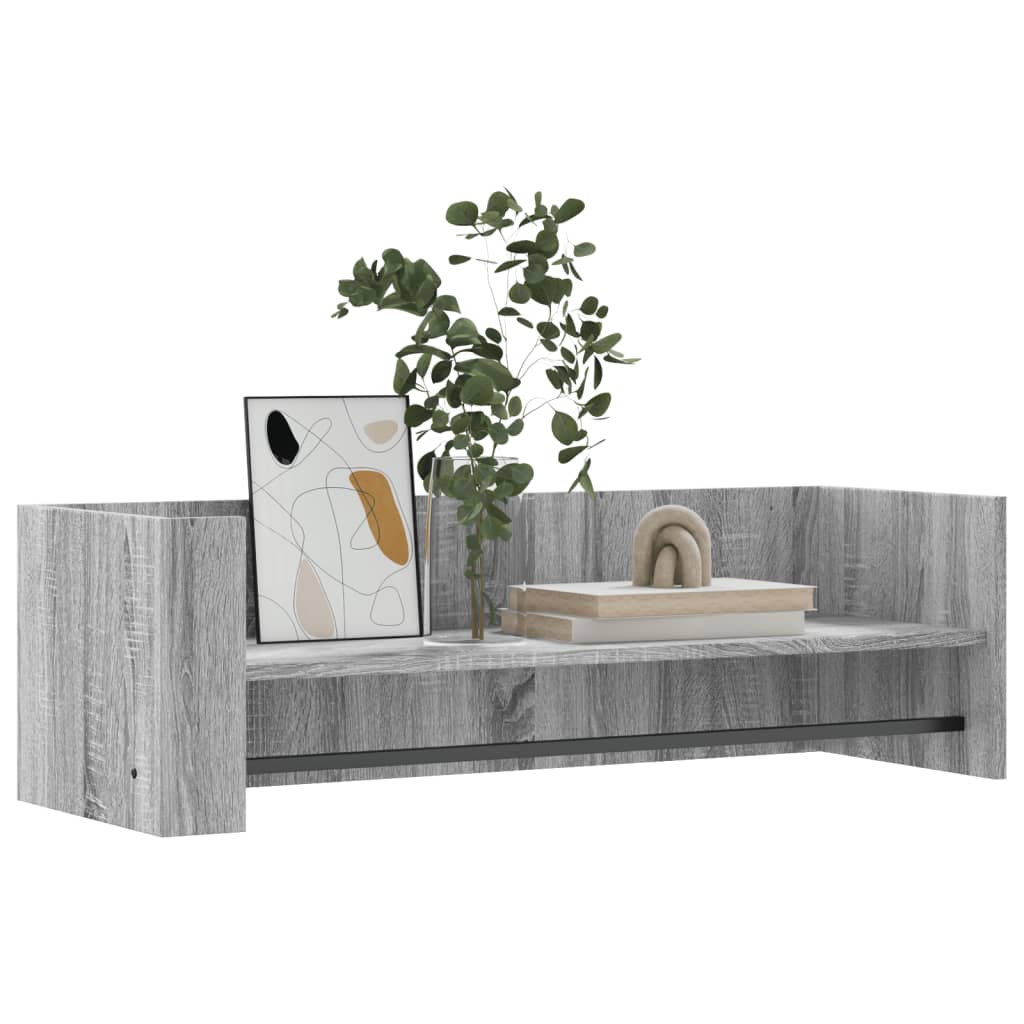 szürke sonoma színű szerelt fa fali polc 100 x 35 x 30,5 cm