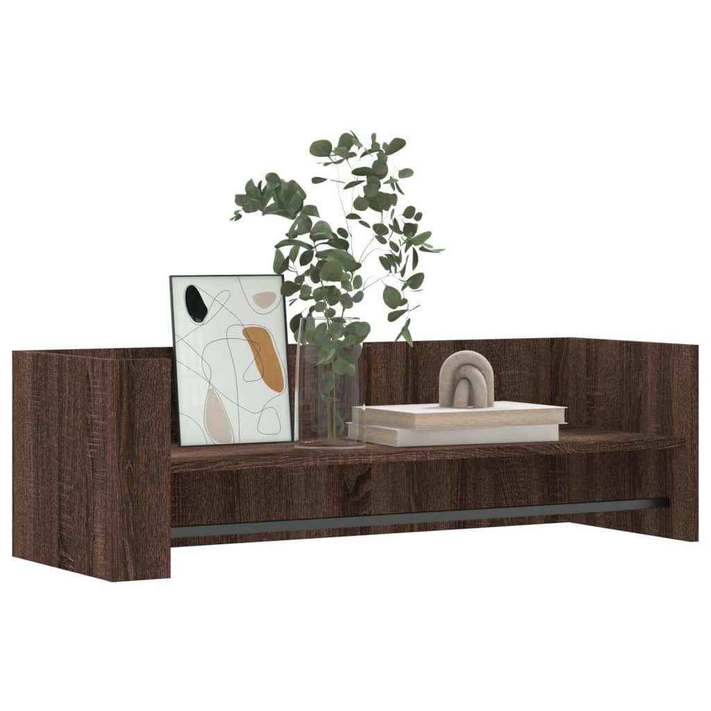 barna tölgy színű szerelt fa fali polc 100 x 35 x 30,5 cm