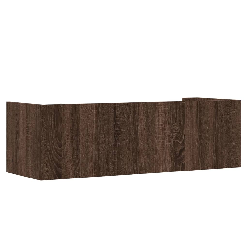 barna tölgy színű szerelt fa fali polc 100 x 35 x 30,5 cm