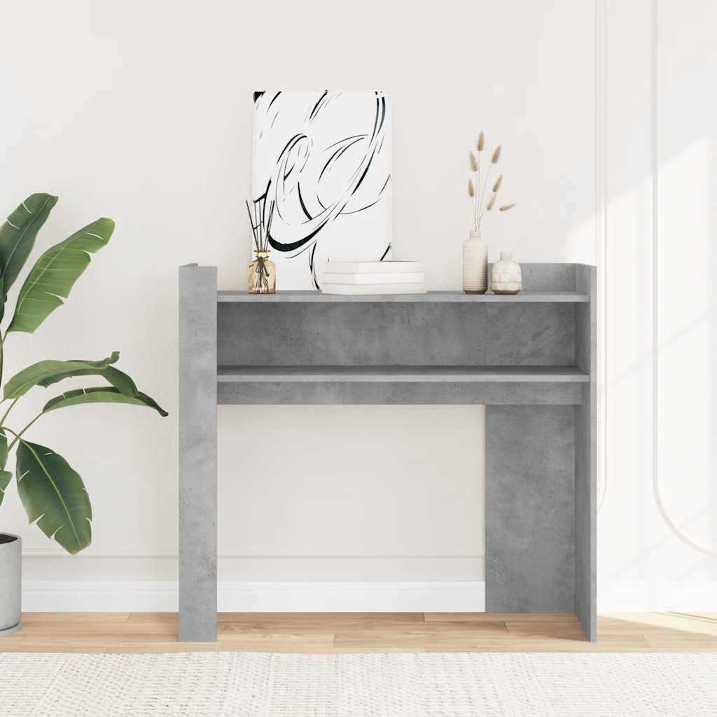 betonszürke szerelt fa tálalóasztal 100x35x90 cm