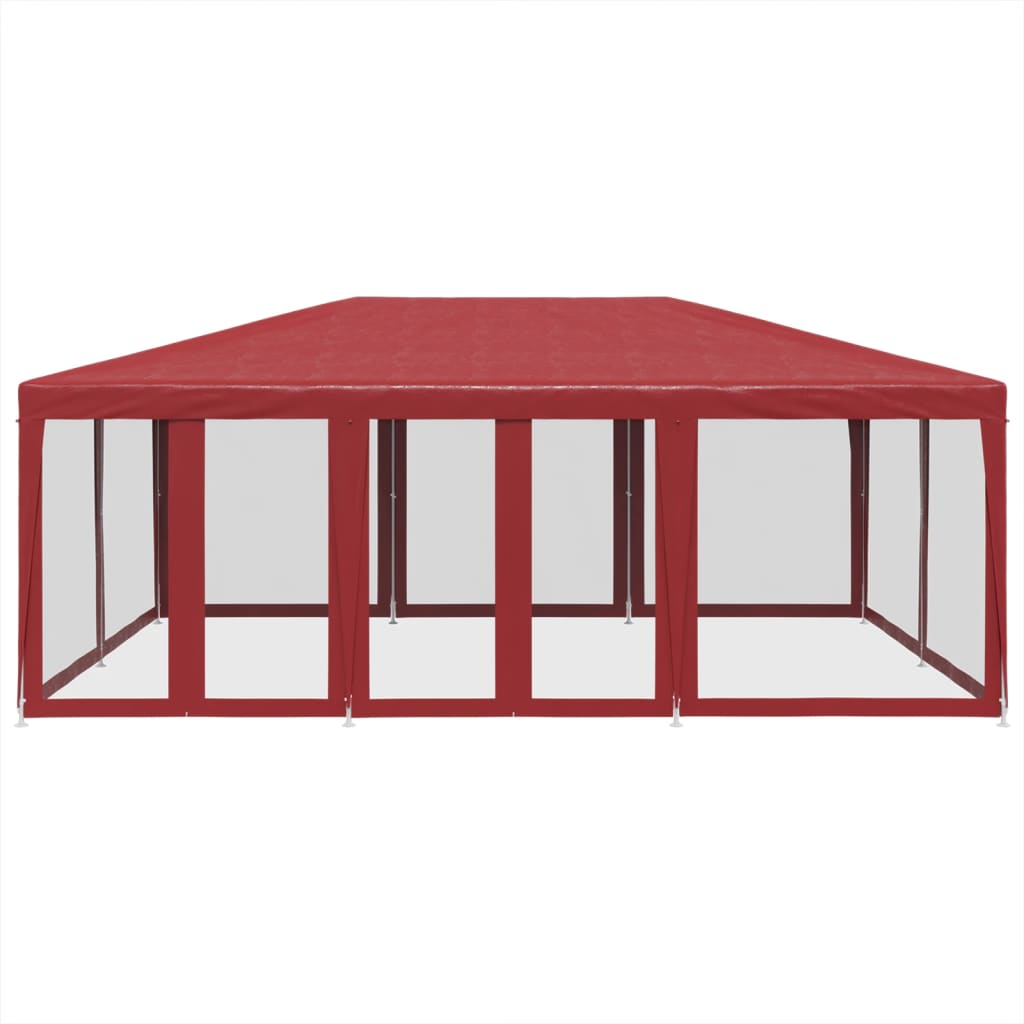 piros HDPE rendezvénysátor 10 hálós oldalfallal 6 x 4 m